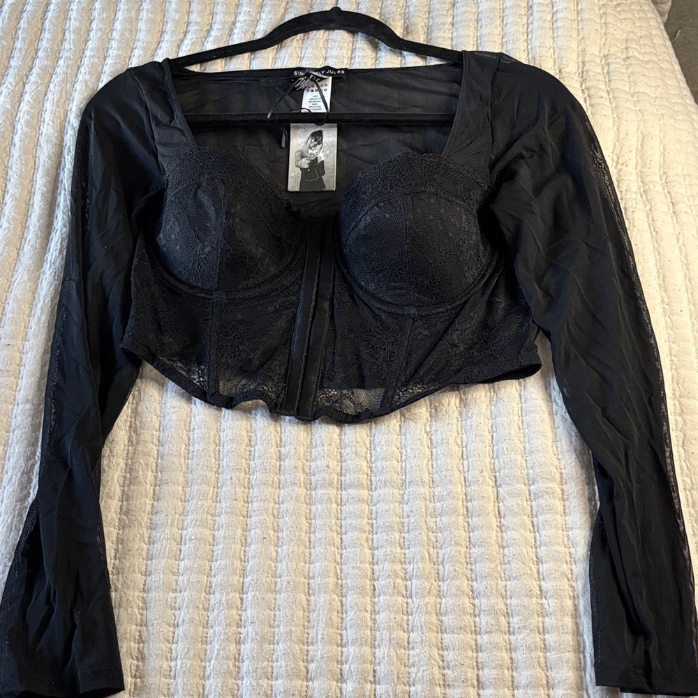 NEW WITH TAGS! Elegant Black Lace Corset Top